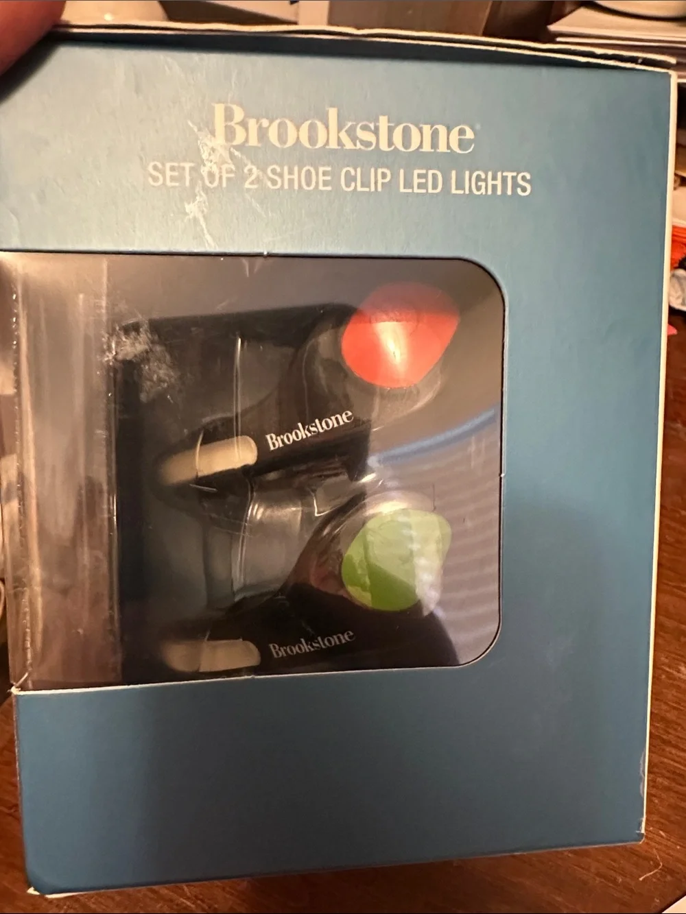 Brookstone Neon Green and Red Shoe Clip LED Set